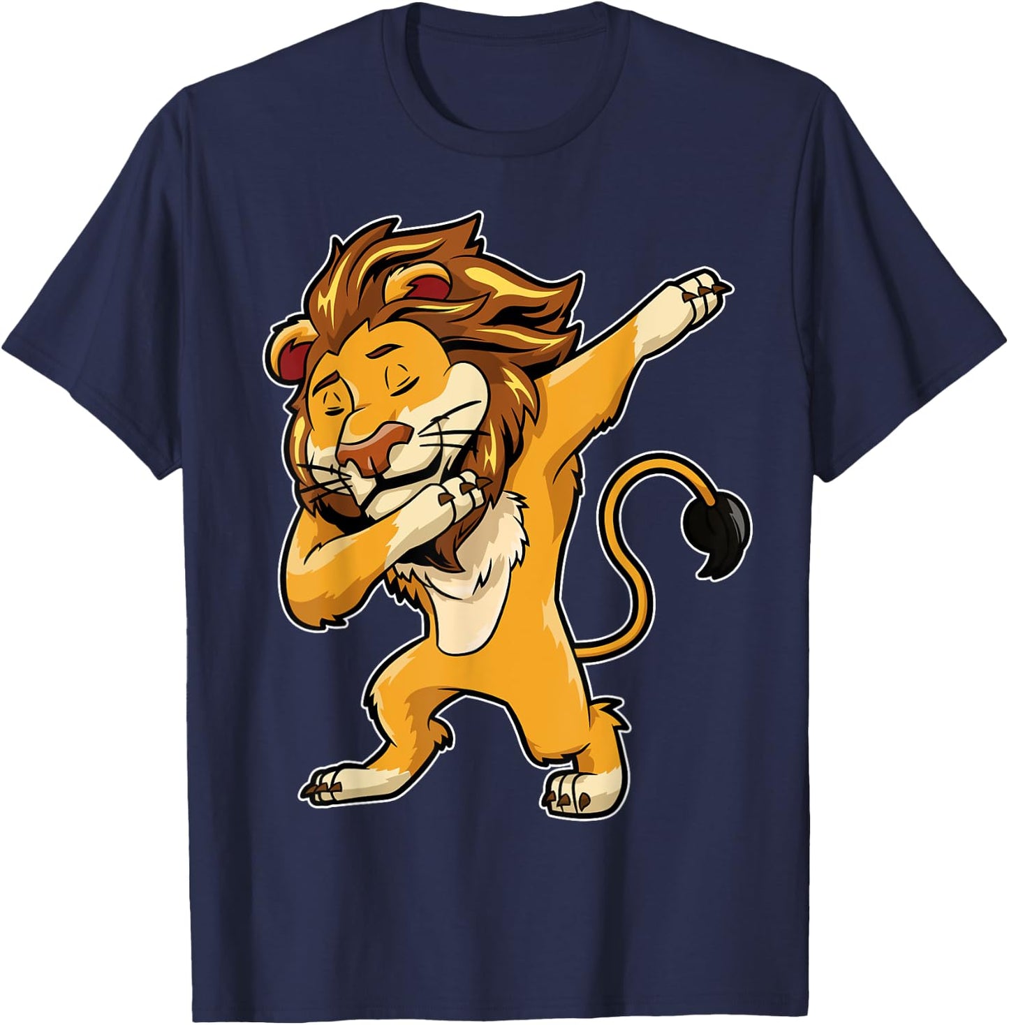 Dabbing Lion T Shirt Meme Print Dab Cat Dance T Shirt Lions T-Shirt - T-Shirt | Navy