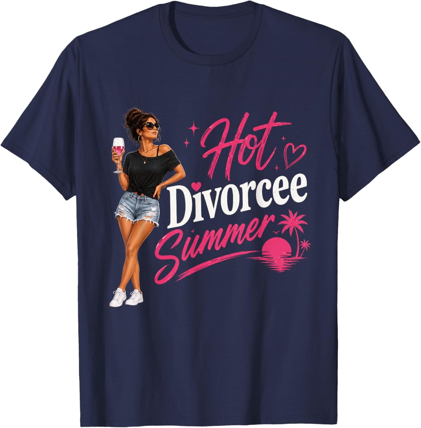 Hot Divorcee Summer Funny Divorced Woman Vacation Trip T-Shirt - T-Shirt | Navy