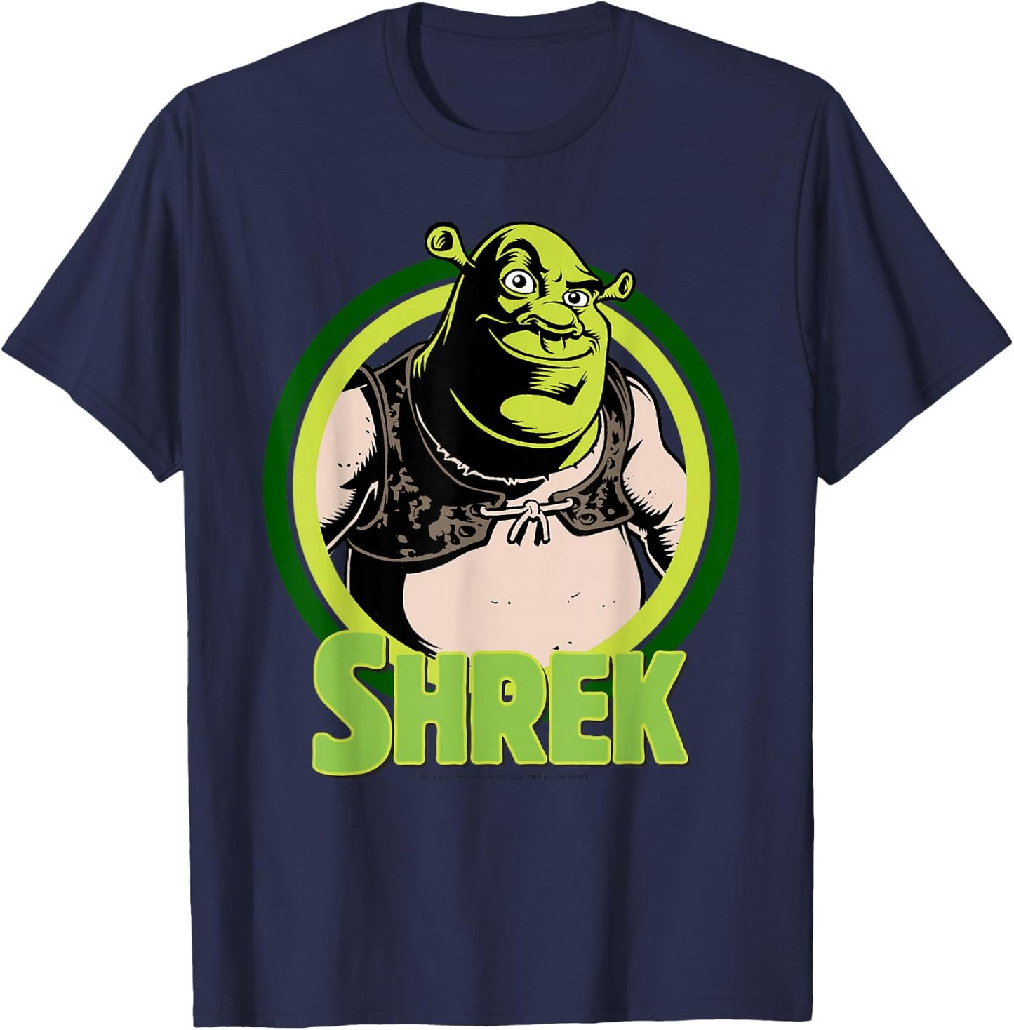 Shrek in Circles Cartoon Portrait Logo T-Shirt - T-Shirt | Navy