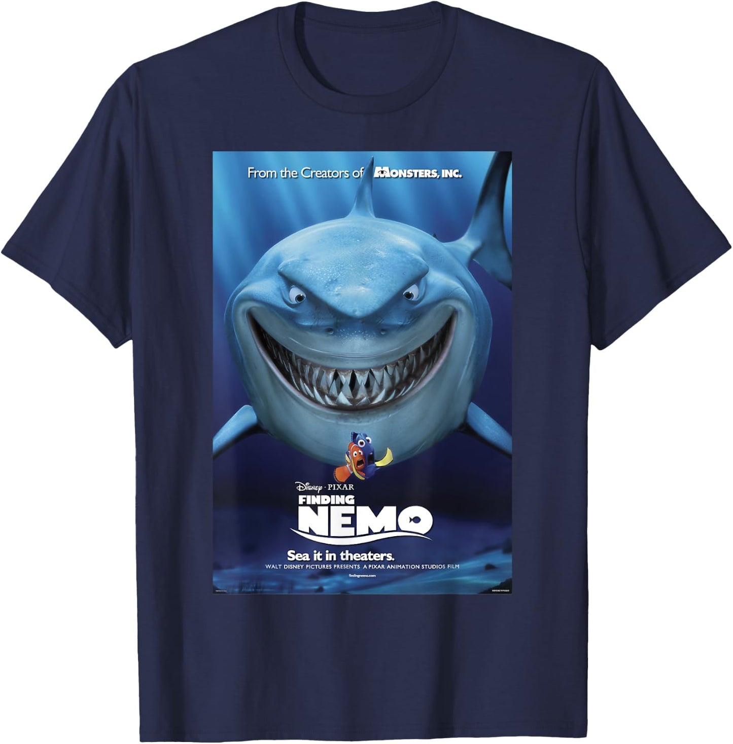 Disney Pixar Finding Nemo Bruce Poster T-Shirt - T-Shirt | Navy