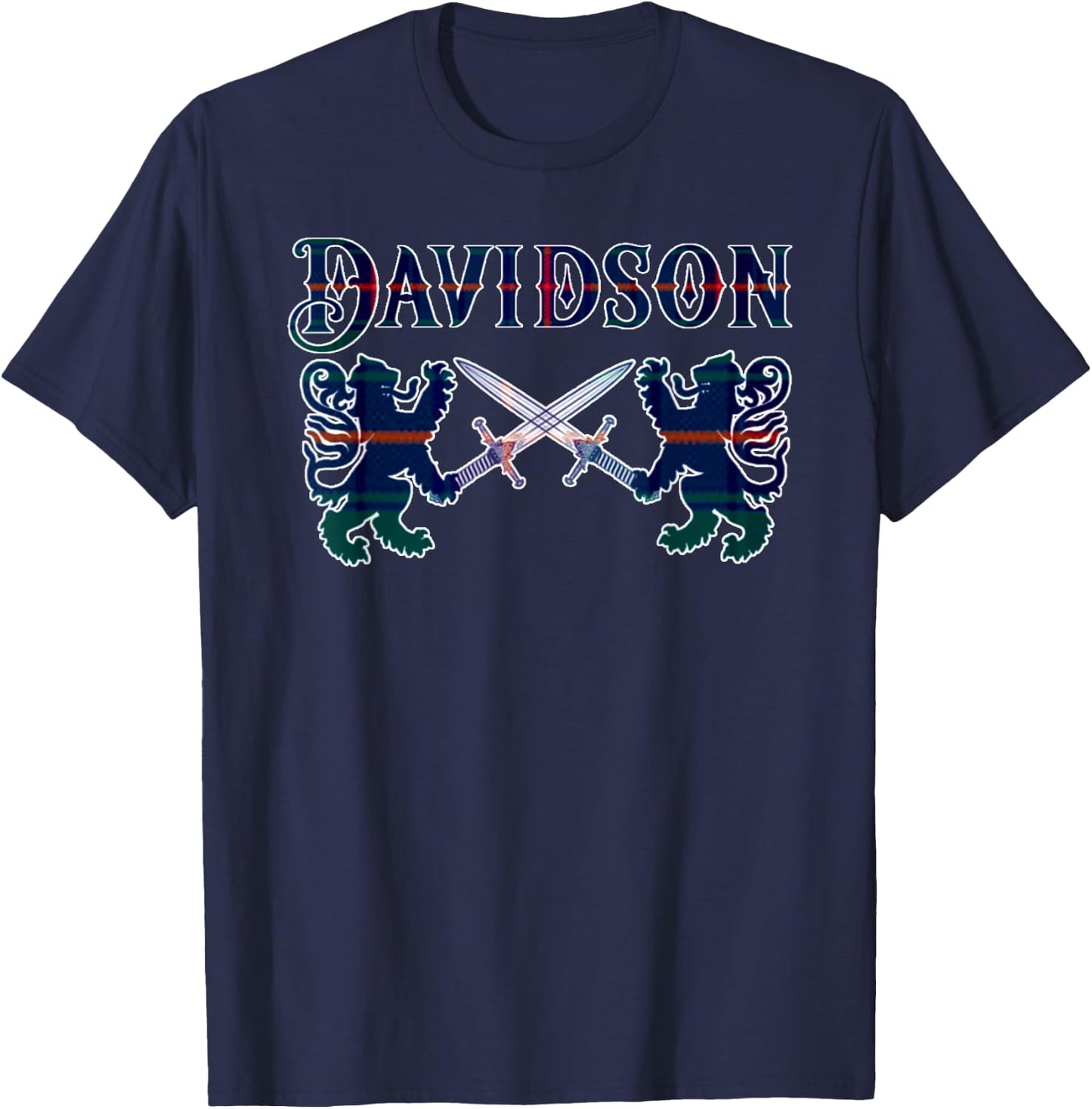 Clan Davidson Scottish Family Kilt Tartan Lion T-Shirt - T-Shirt | Navy