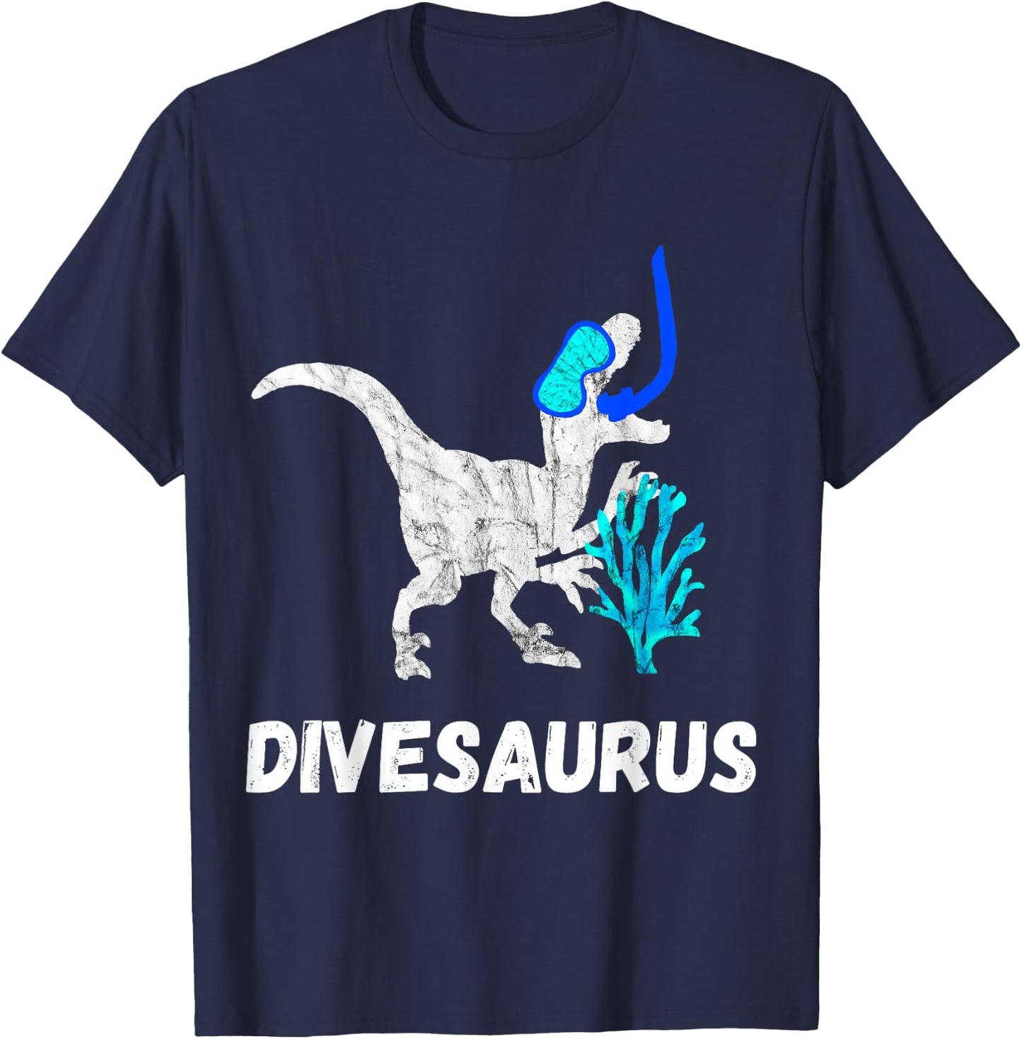 Scuba Diving Dinosaur Snorkel Dino Scuba Diver T-Rex T-Shirt - T-Shirt | Navy