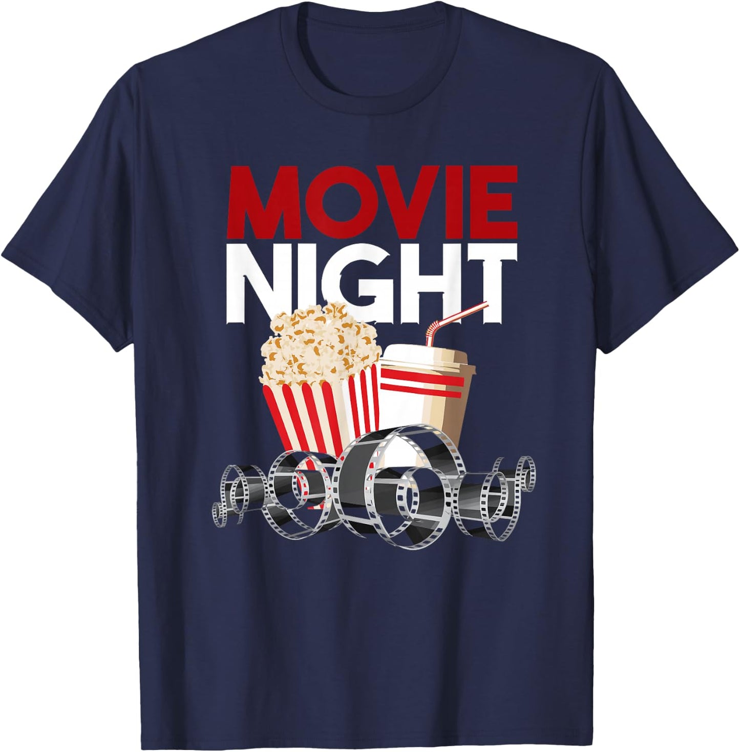 Movie Night Family Popcorn Apparel Gift T-Shirt - T-Shirt | Navy