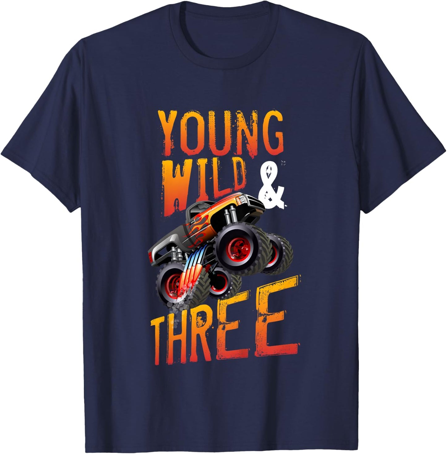 3rd Birthday Boy Monster Truck Rule JAM Three Years T-Shirt - T-Shirt | Navy