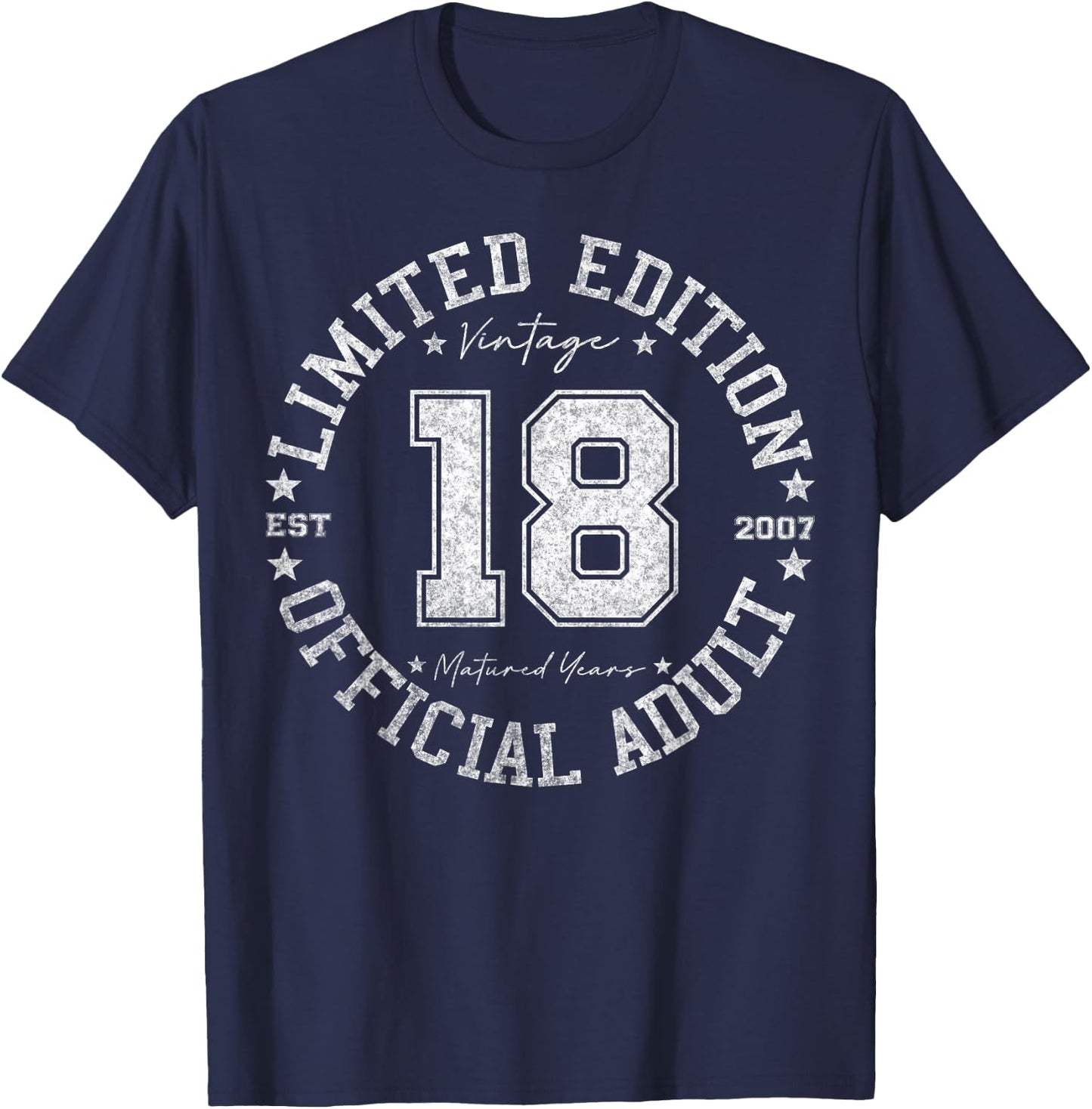 Official Adult 18 Year Old Gifts Vintage 2007 18th Birthday T-Shirt - T-Shirt | Navy