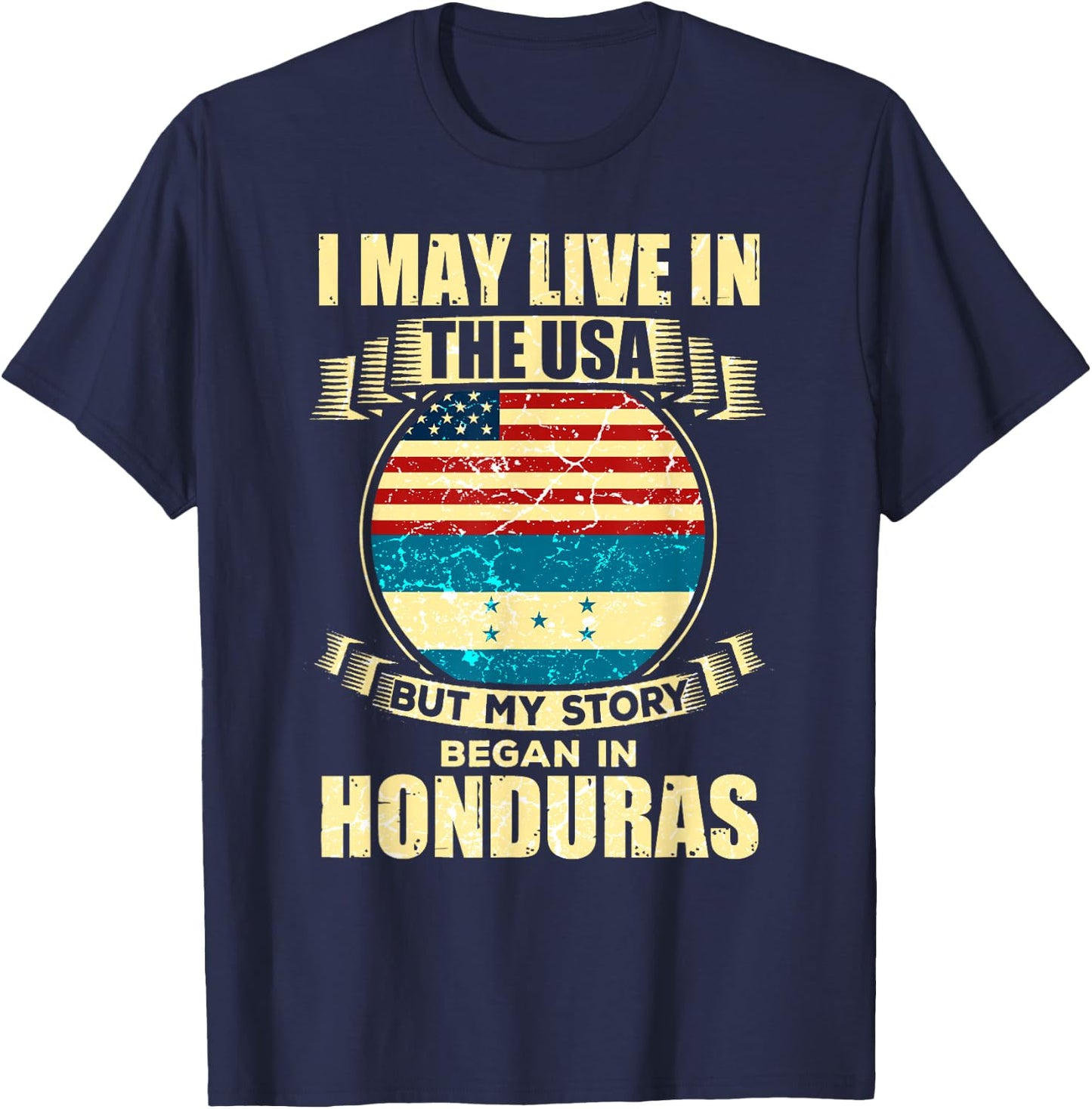 Home USA Honduras American Honduran Flag T-Shirt - T-Shirt | Navy