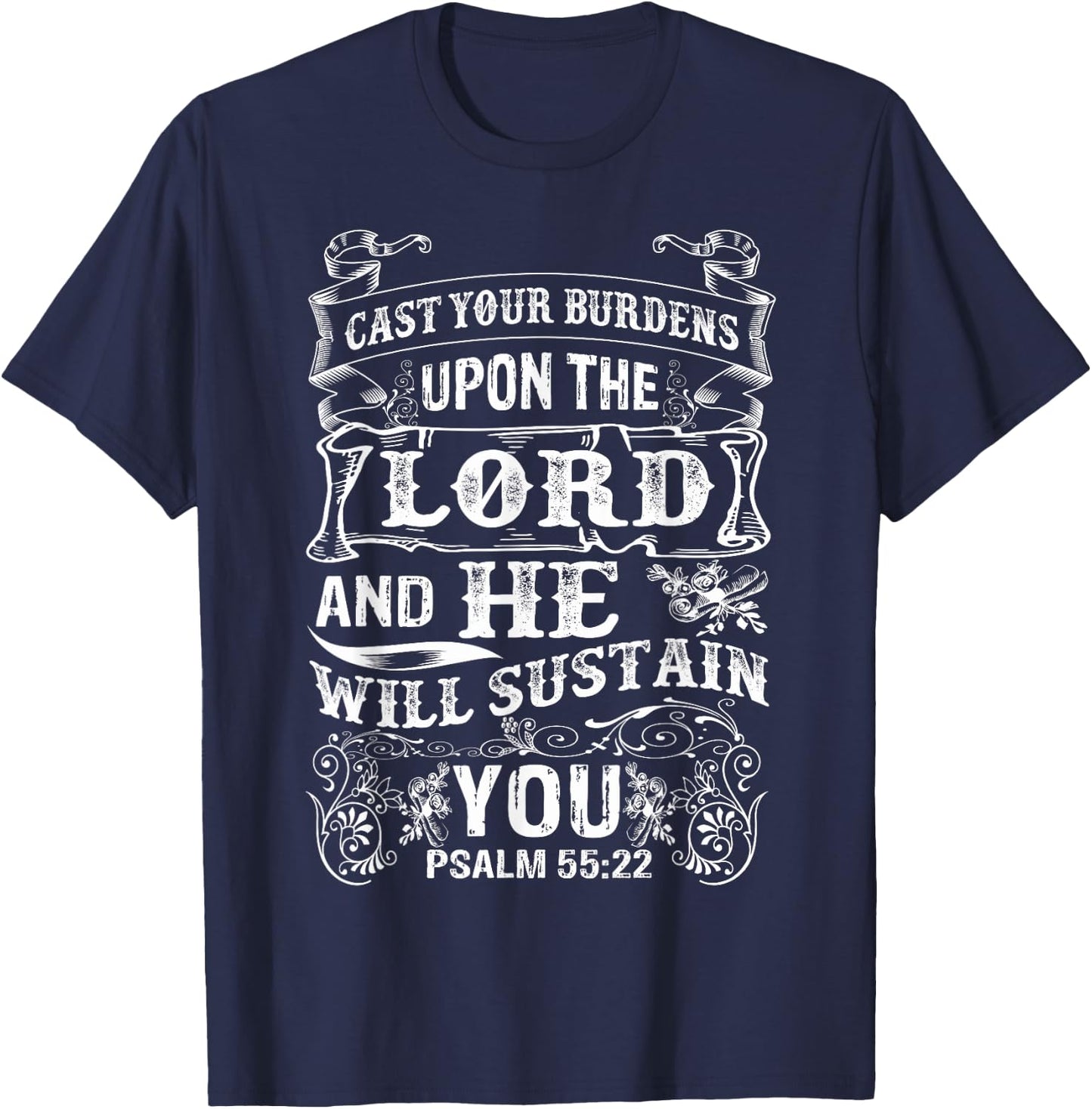 Psalm Shirts For Christian Women, Bible Verse Clothing T-Shirt - T-Shirt | Navy