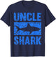 Uncle Shark - Black Shark Themed - Small - Classic Fit - - Short Sleeve - Distressed - Perfect for Birthdays, Halloween, Fishing, Casual Wear T-Shirt - T-Shirt | Navy