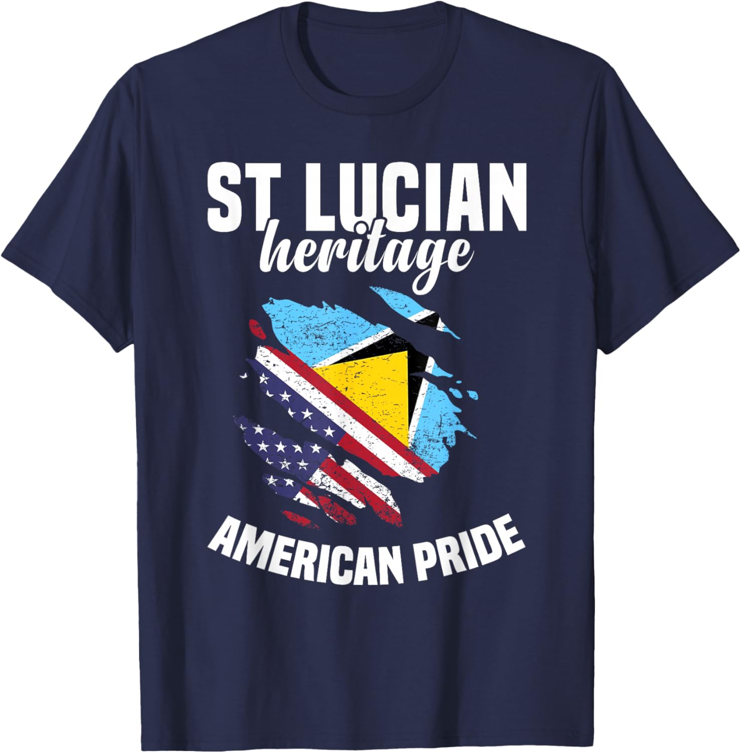St Lucia Flag Outfit American Flags US Uniform St Lucian T-Shirt - T-Shirt | Navy