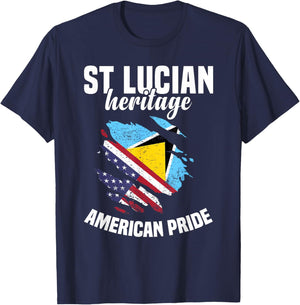 St Lucia Flag Outfit American Flags US Uniform St Lucian T-Shirt - T-Shirt | Navy