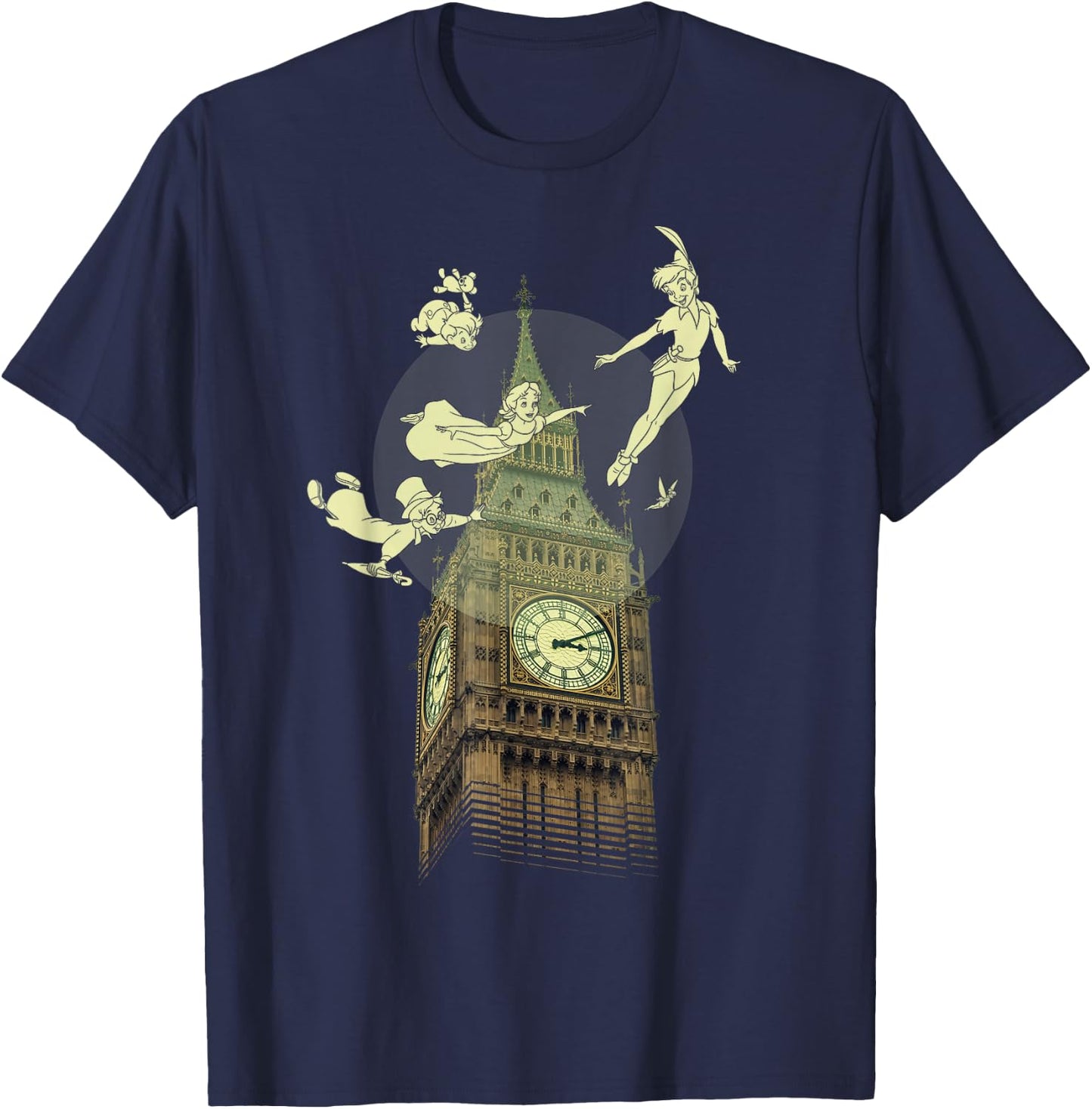 Disney Peter Pan The Darlings Flying by Clock Tower T-Shirt - T-Shirt | Navy
