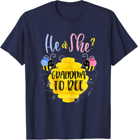 Gender Reveal What Will It Bee Shirt He or She Grandma T-Shirt - T-Shirt | Navy