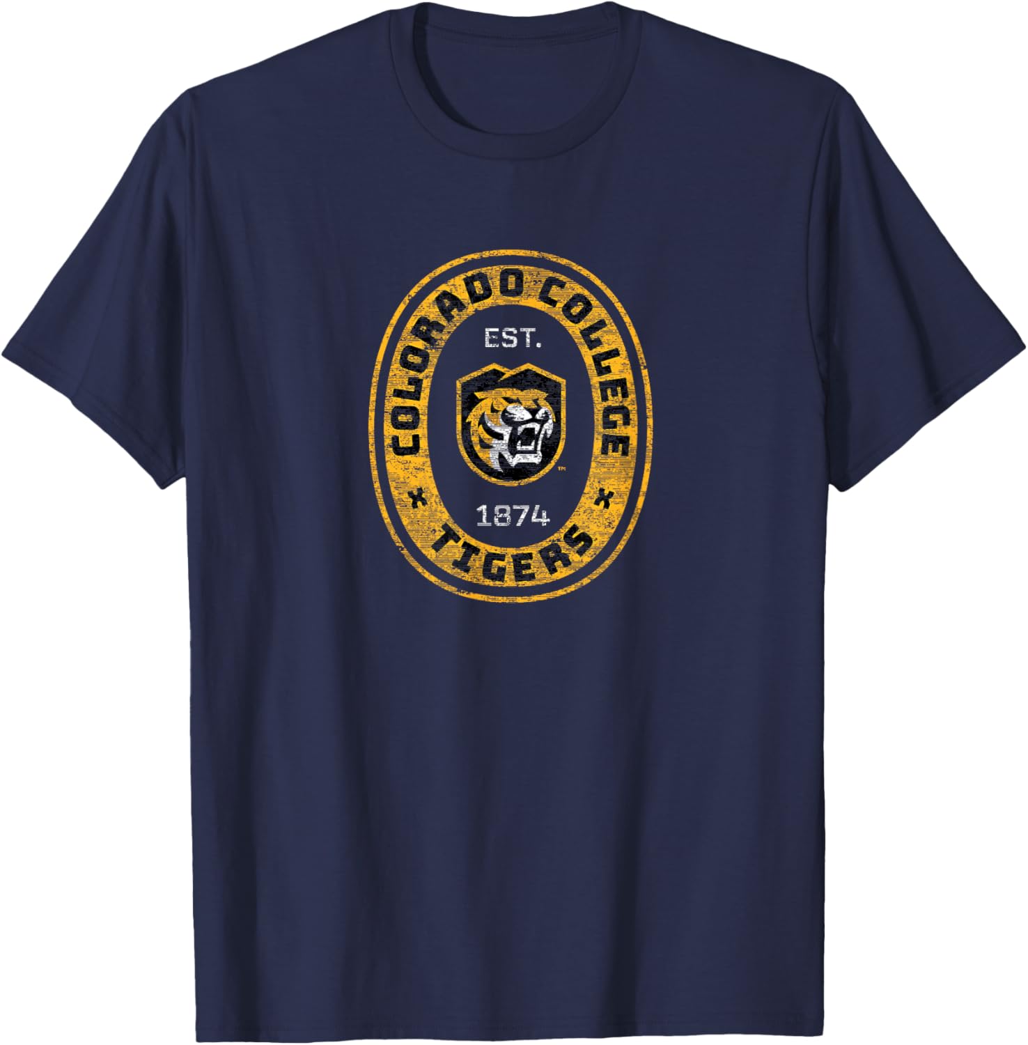 Colorado College Tigers Retro Crest Seal T-Shirt - T-Shirt | Navy