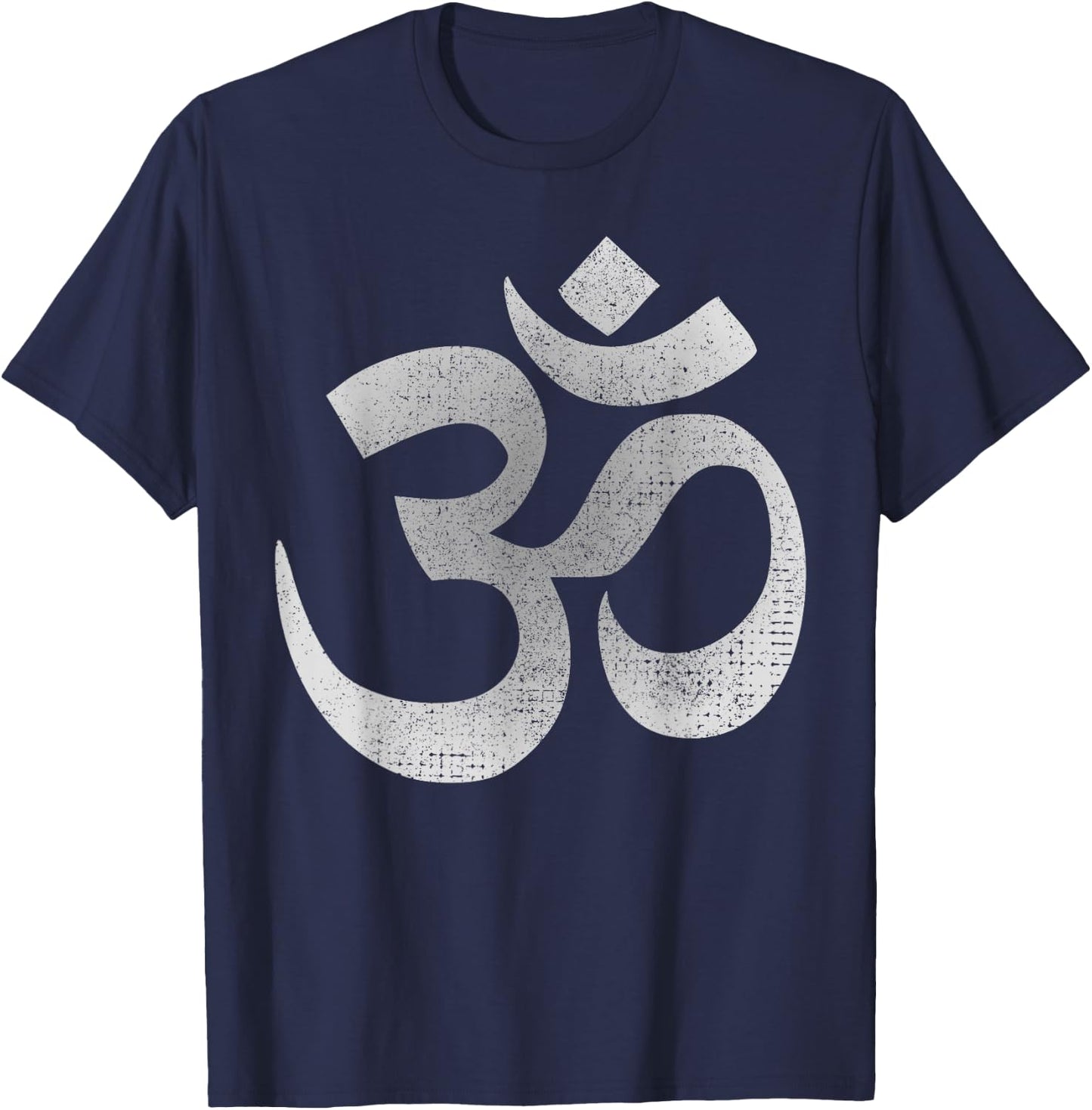 Distressed Om Symbol Namaste yoga spiritual peace Om icon T-Shirt - T-Shirt | Navy