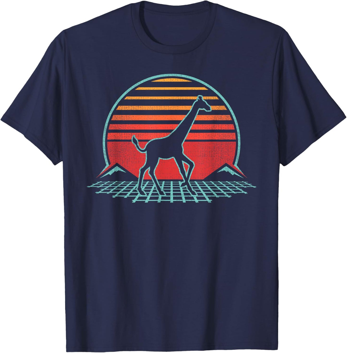 Giraffe Lover Animal Retro Vintage 80s Style T-Shirt - T-Shirt | Navy