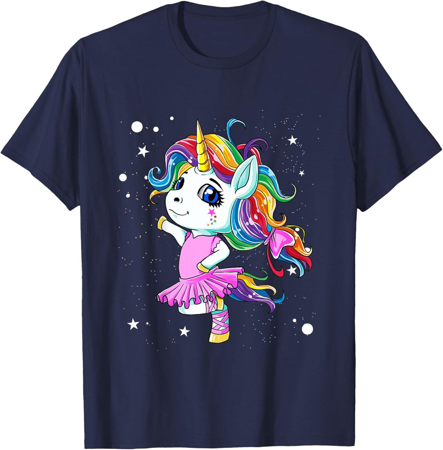 Rainbow Ballet Dancer Unicorn T-Shirt - T-Shirt | Navy