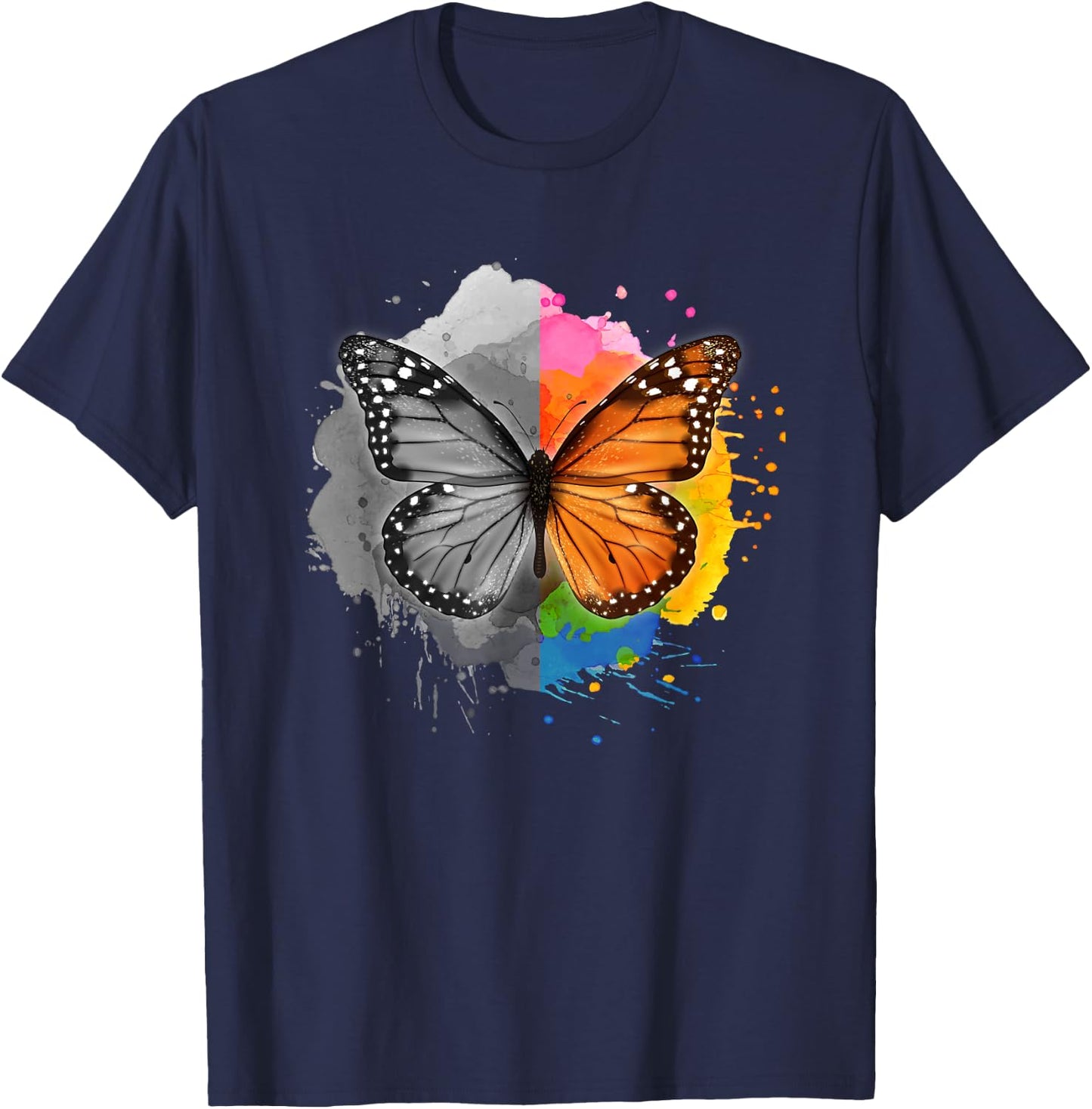 Milkweed Monarch Butterfly Bipolar Disorder Support T-Shirt - T-Shirt | Navy