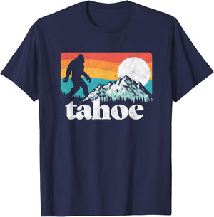 Lake Tahoe Retro Bigfoot Mountains T-Shirt - T-Shirt | Navy