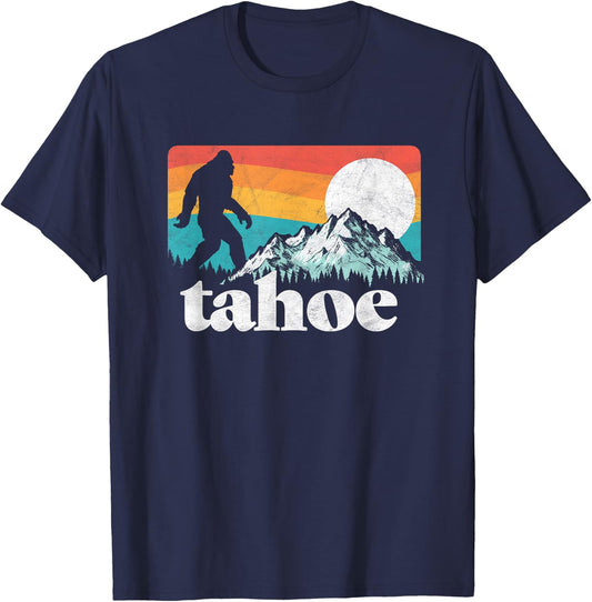 Lake Tahoe Retro Bigfoot Mountains T-Shirt - T-Shirt | Navy