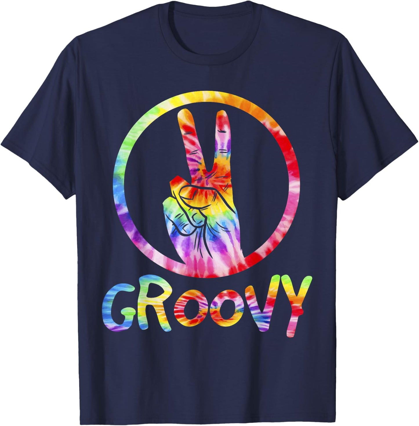 Groovy 70's Tie Dye Shirt, Vintage 70s , Retro 70's Shirt T-Shirt - T-Shirt | Navy