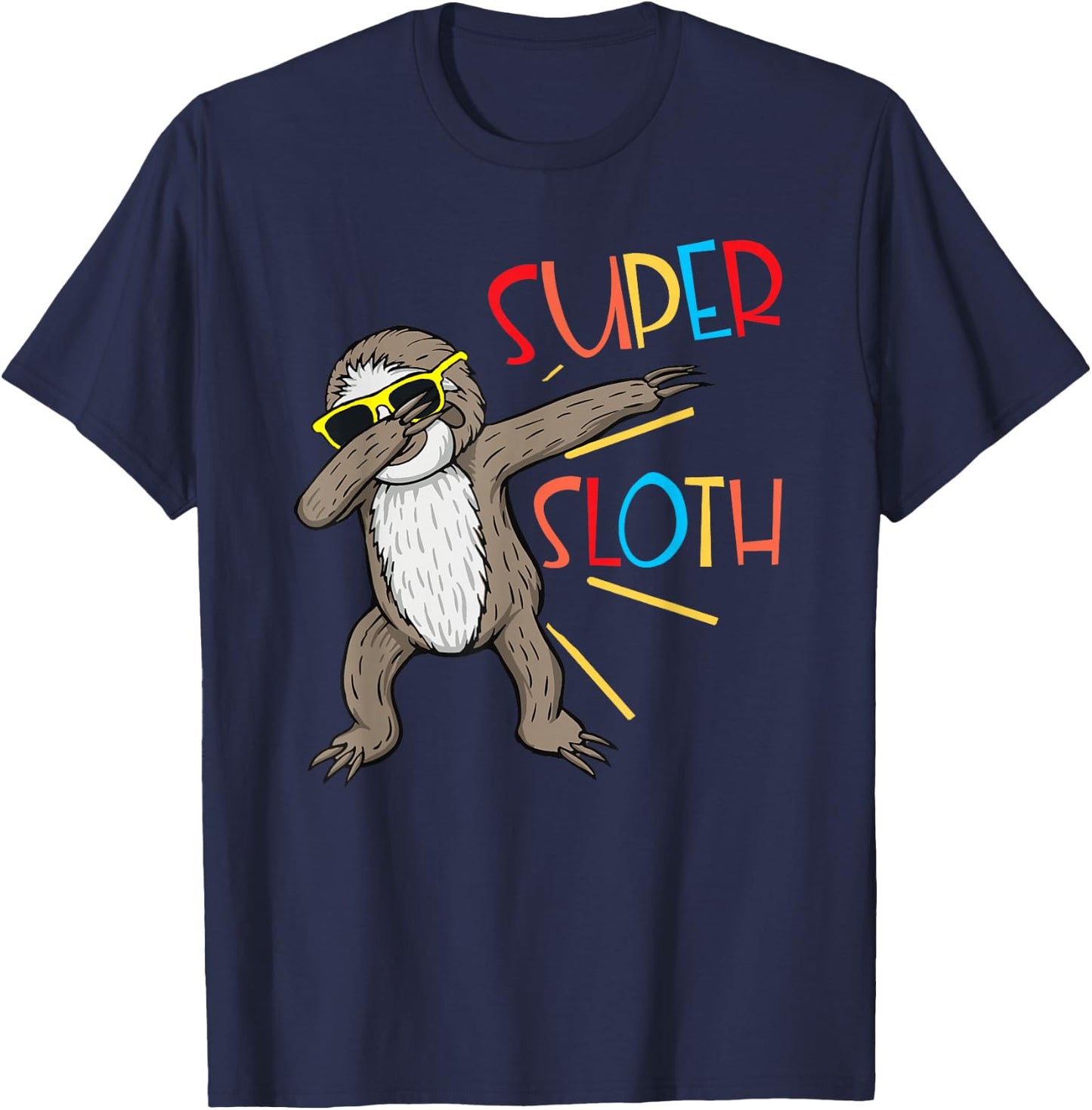 Funny Super Sloth Superhero Dabbing Dance Move Dab For Kids T-Shirt - T-Shirt | Navy