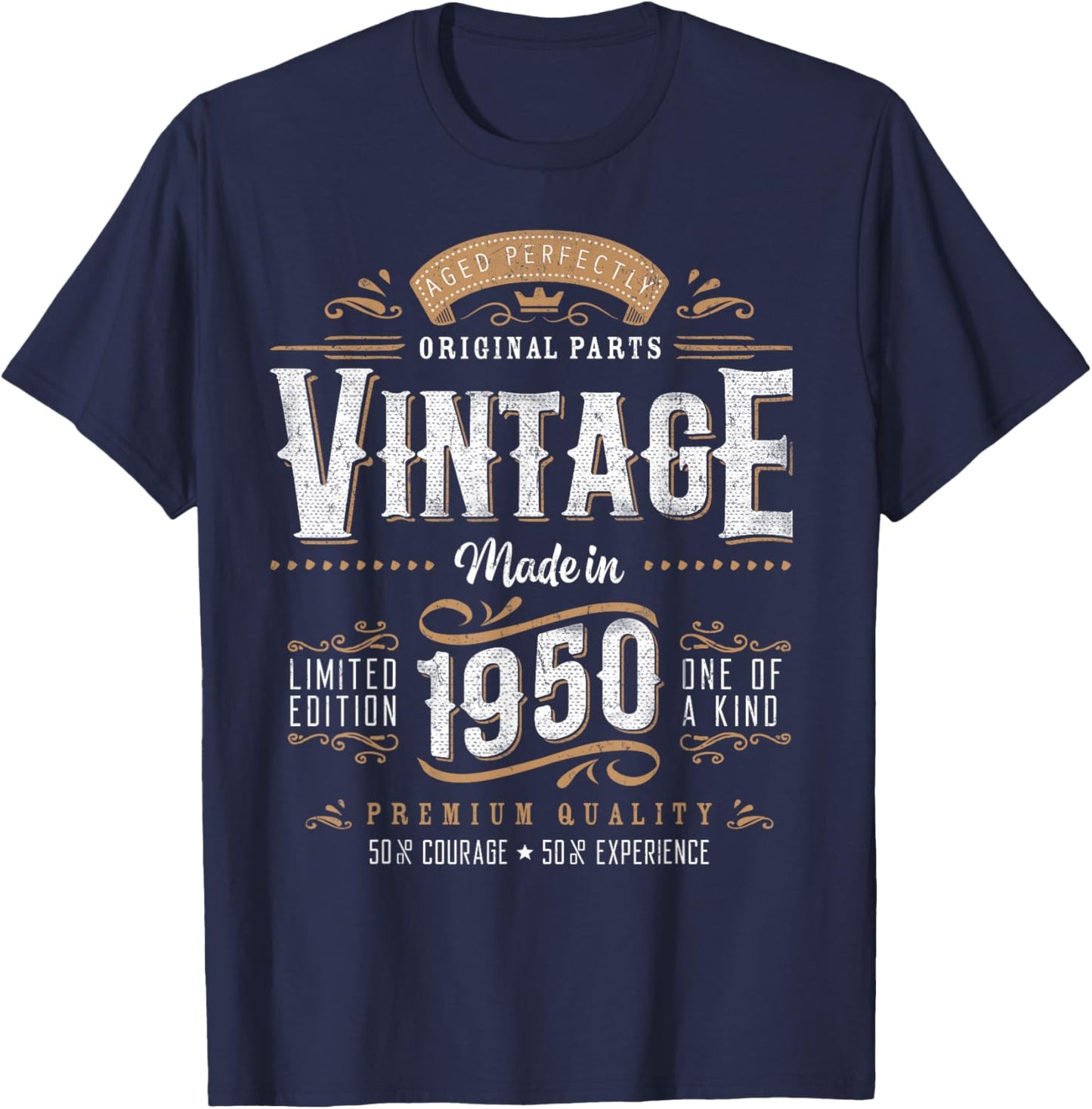 Vintage 1950 75th Birthday Gifts Women Men 75 Year Old T-Shirt - T-Shirt | Navy