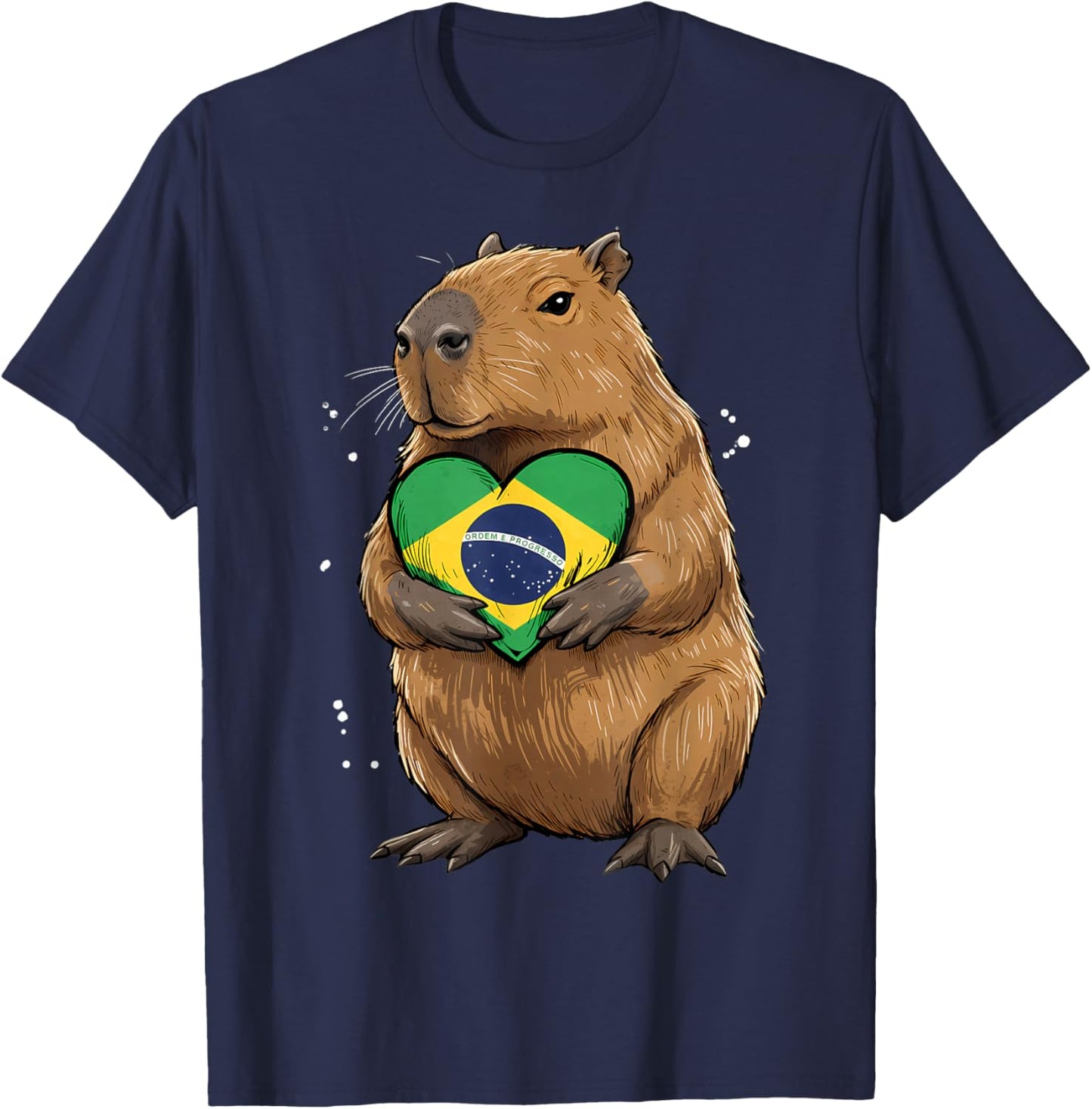 Brazil Flag Capybara Brazilian Roots Brasilian Pride Brasil T-Shirt - T-Shirt | Navy