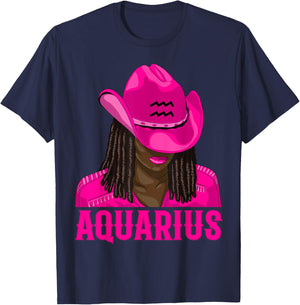 Aquarius Western Cowgirl African American Black Women T-Shirt - T-Shirt | Navy
