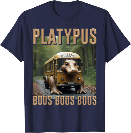 Hilarious Kids Boys Weird Meme AI Game Platypus Boos Boos T-Shirt - T-Shirt | Navy