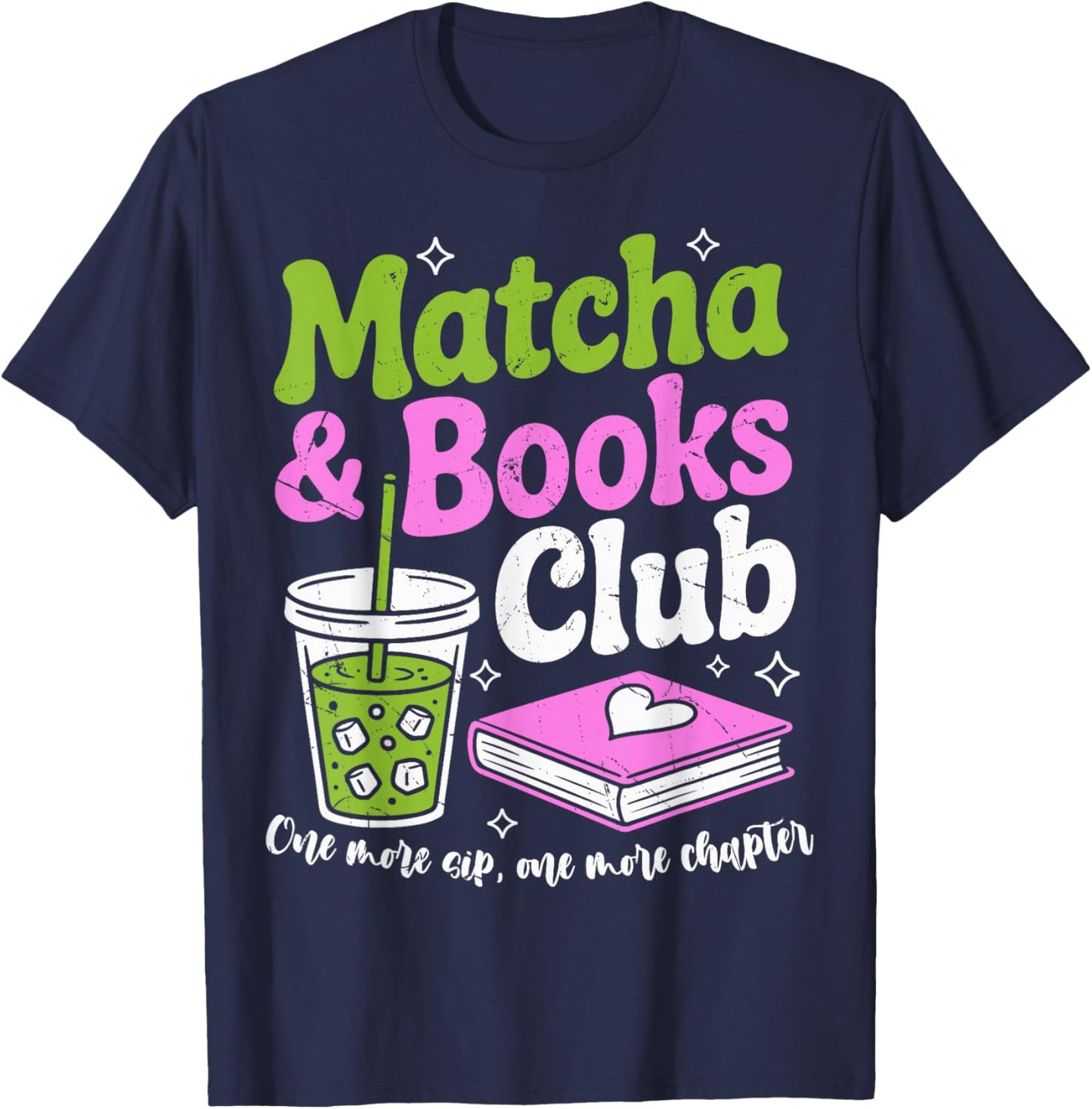 Matcha & Books Green Tea Lover ICES Matcha Latte T-Shirt - T-Shirt | Navy