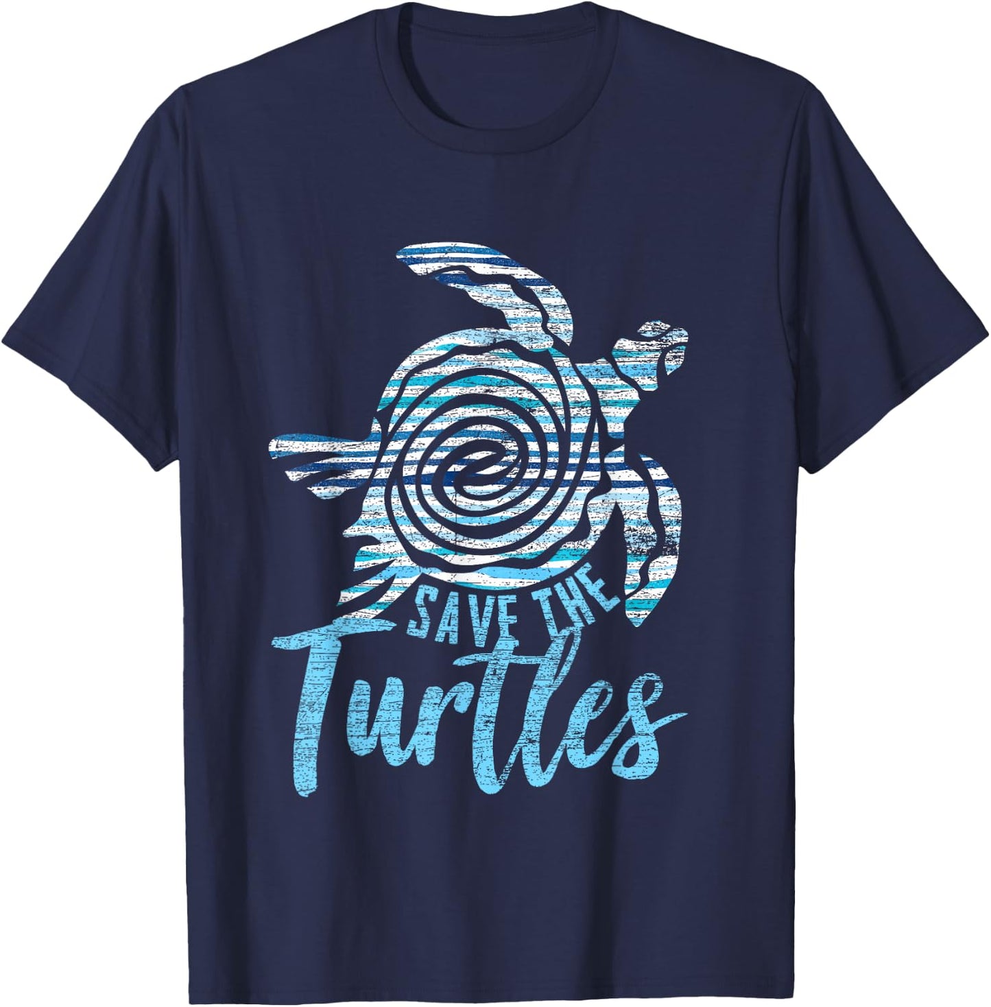 Save The Turtles Vintage Earth Day T-Shirt - T-Shirt | Navy