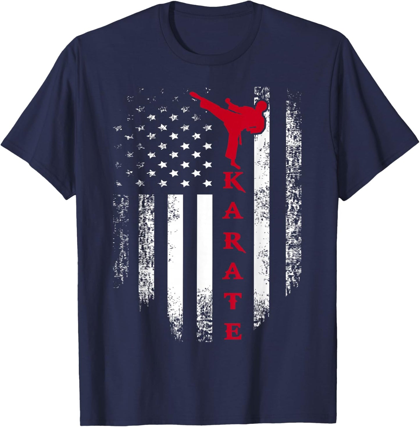 Vintage USA Red White Karate American Flag Cool T-Shirt - T-Shirt | Navy
