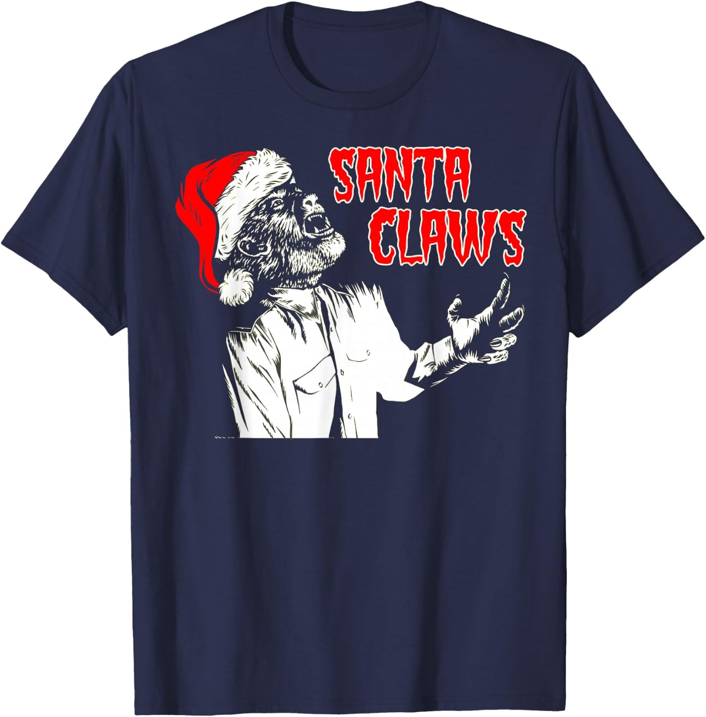 Universal Monsters Werewolf Santa Claws T-Shirt - T-Shirt | Navy
