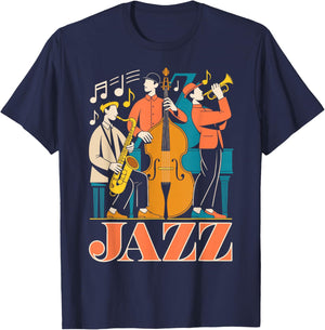 Jazz Trio Musician Play Jazz T-Shirt - T-Shirt | Navy