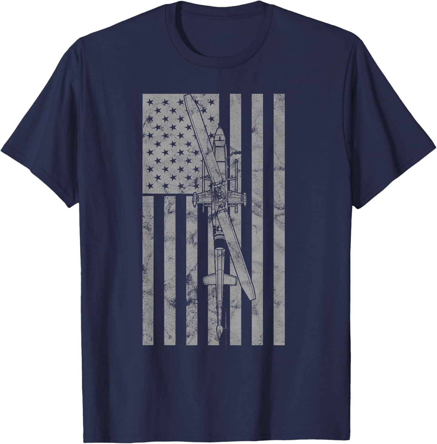 AH-1 Cobra Attack Helicopter Military Vintage Flag T-Shirt - T-Shirt | Navy