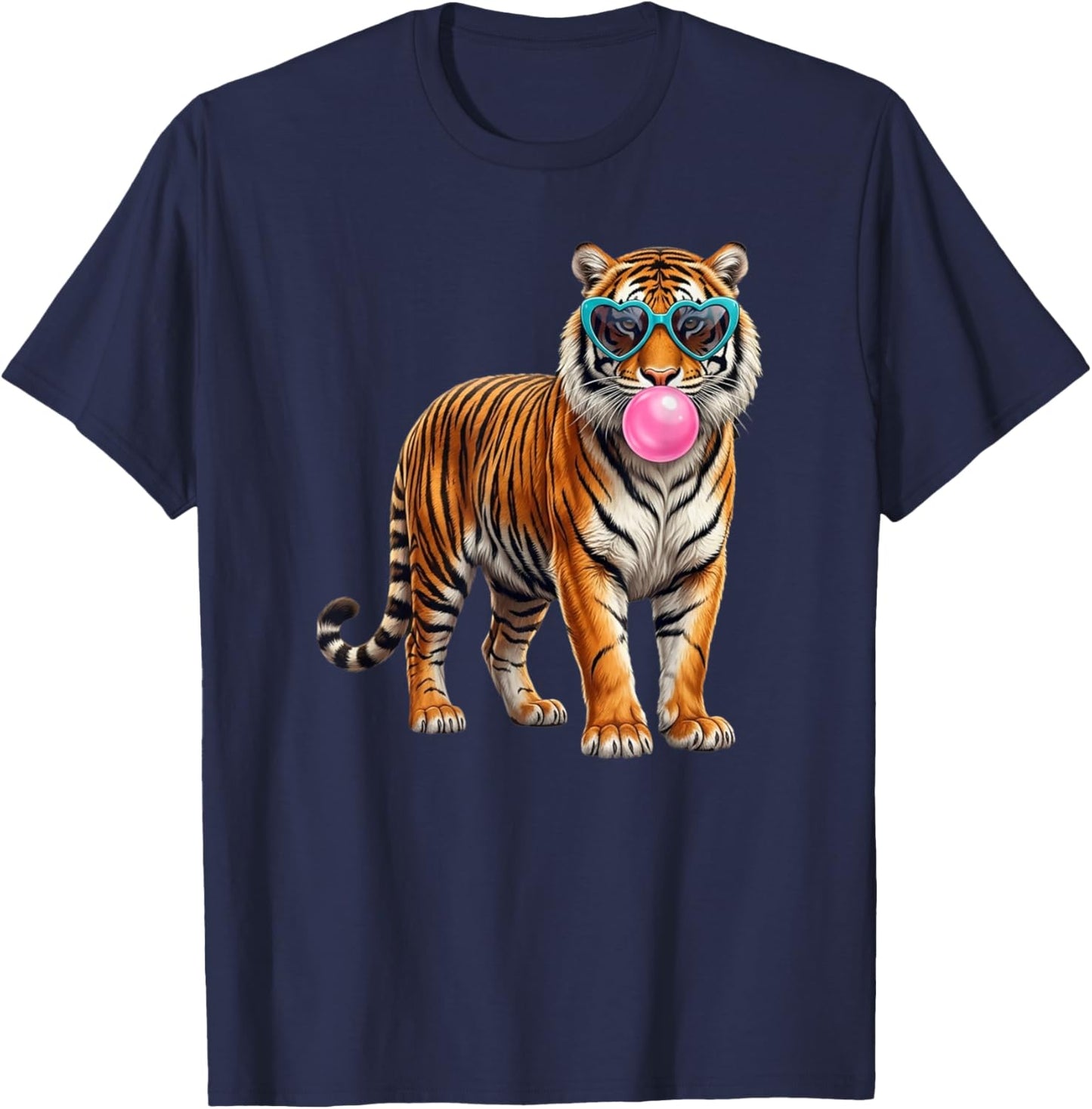 Preppy Animal Tiger Bubblegum T-Shirt - T-Shirt | Navy