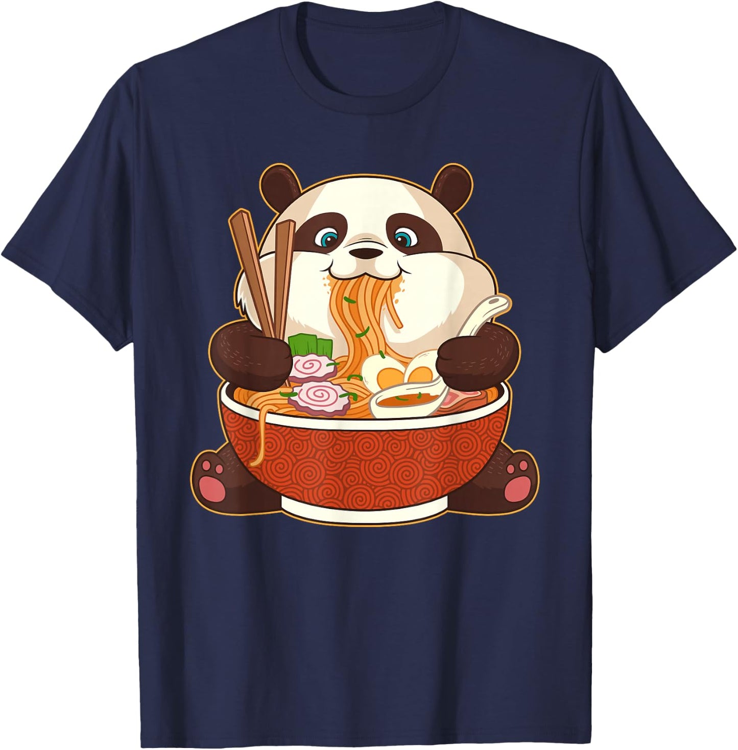 Kawaii Cute Anime Panda Otaku Japanese Ramen Noodle T-Shirt - T-Shirt | Navy