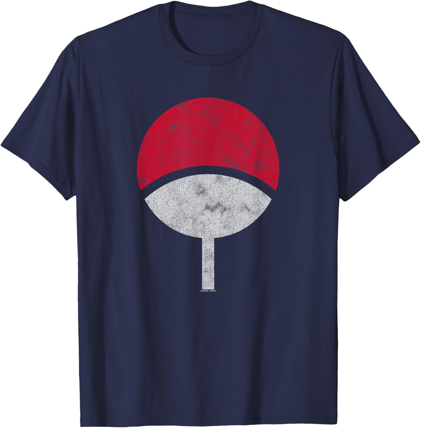 Naruto Shippuden Sasuke Uchiha Symbol Distressed T-Shirt - T-Shirt | Navy