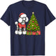 Merry Christmas Poodle Santa Christmas Lights Dog Xmas Tree T-Shirt - T-Shirt | Navy