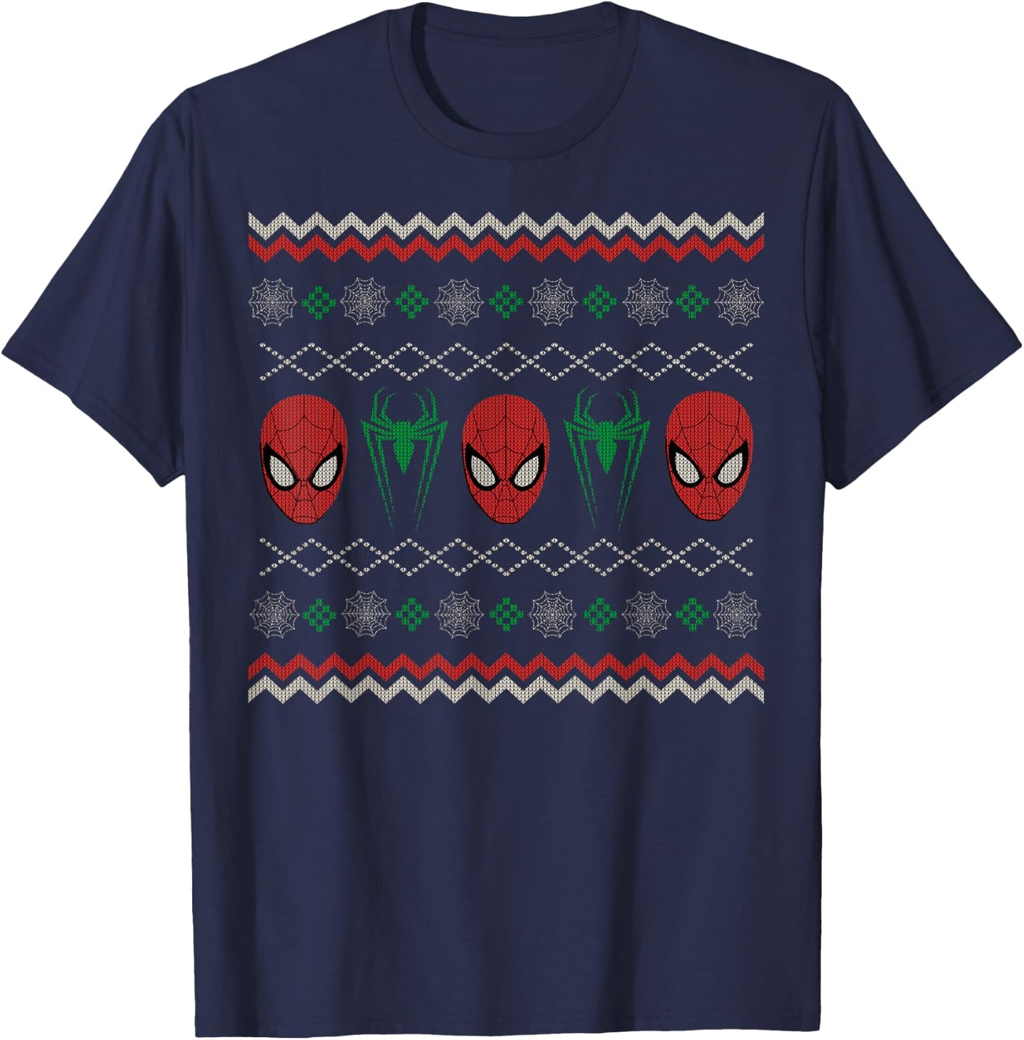 Marvel Spider-Man Ugly Christmas Sweater T-Shirt - T-Shirt | Navy
