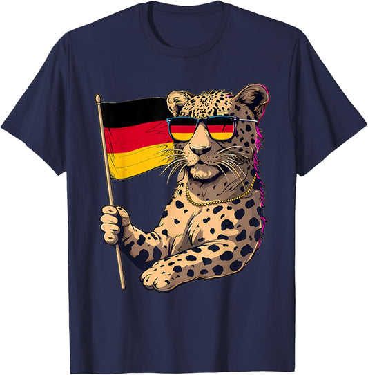Deutschland Leopard German Pride Germany Flag T-Shirt - T-Shirt | Navy