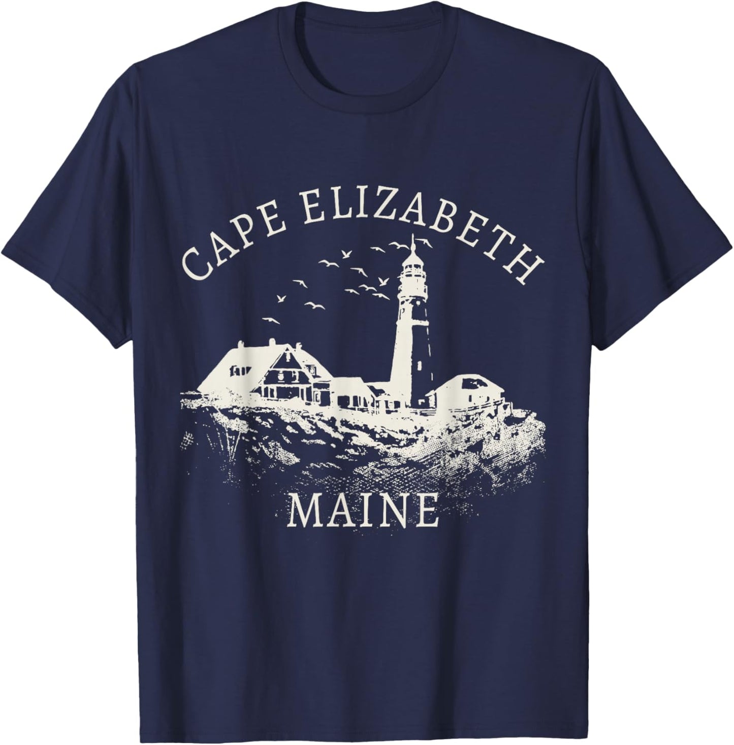 Cape Elizabeth Maine Vintage Pride T-Shirt - T-Shirt | Navy