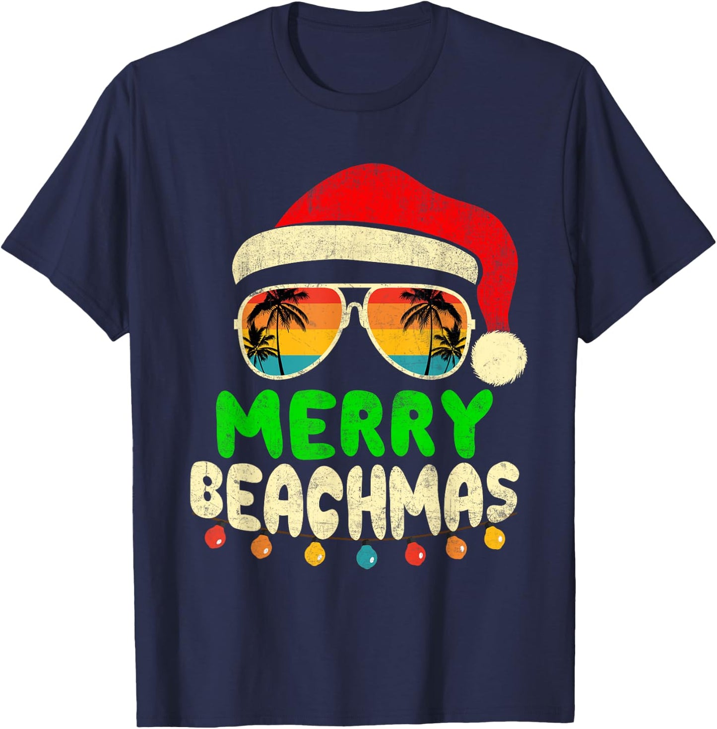 Merry Beachmas Tropical Christmas Hawaii Smile Beach T-Shirt - T-Shirt | Navy