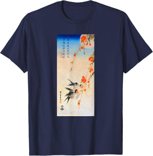 Japanese Art Hiroshige Woodblock Art Classic Print Retro T-Shirt - T-Shirt | Navy