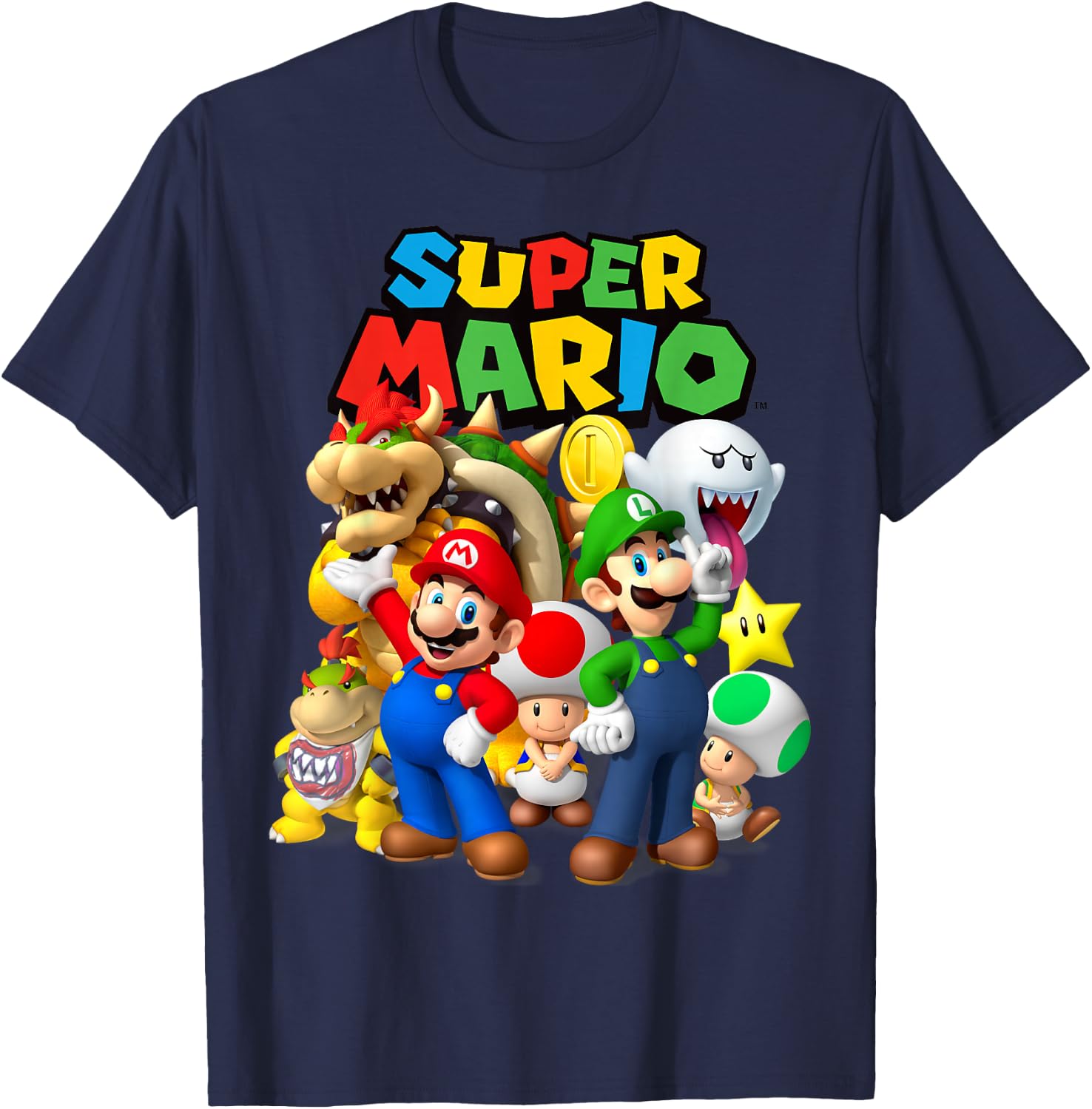 Super Mario Classic Group Shot T-Shirt - T-Shirt | Navy