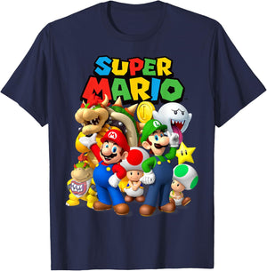 Super Mario Classic Group Shot T-Shirt - T-Shirt | Navy