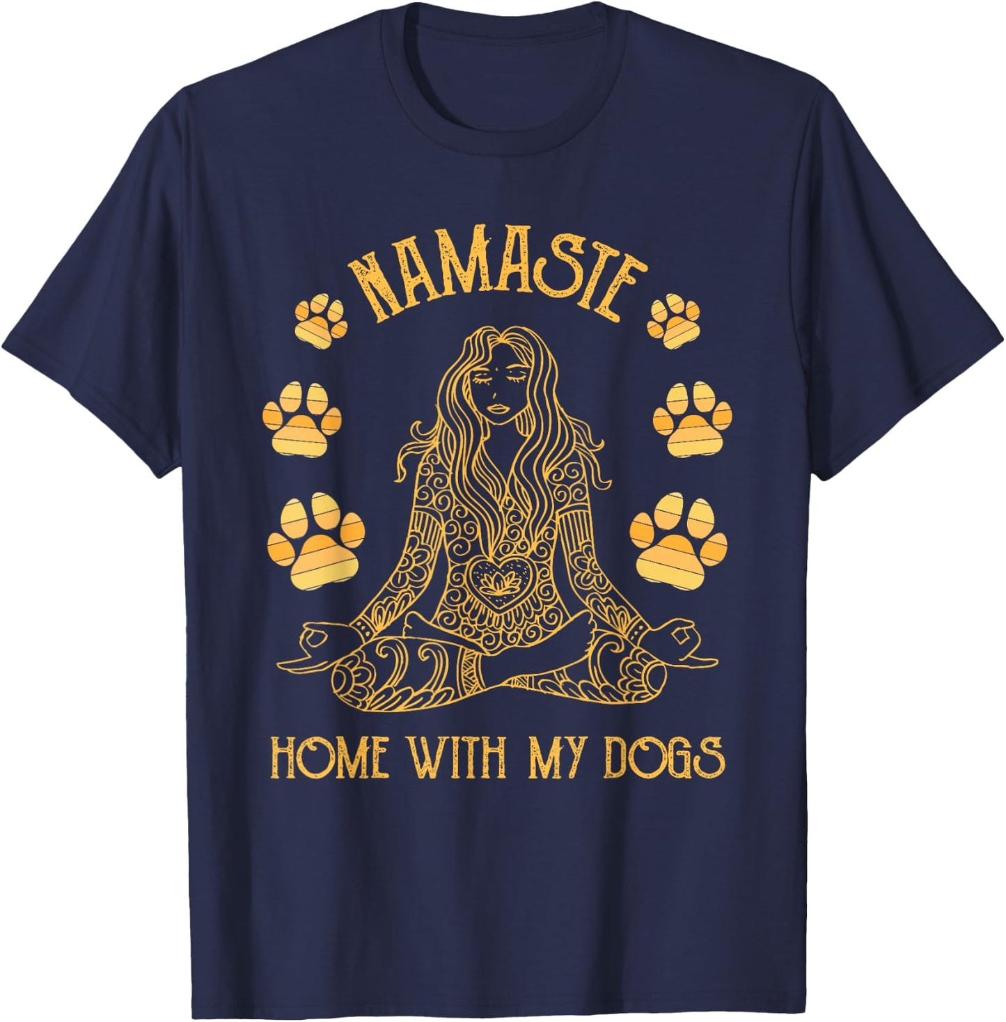 Namaste Home with My Dog Funny Yoga T-Shirt - T-Shirt | Navy