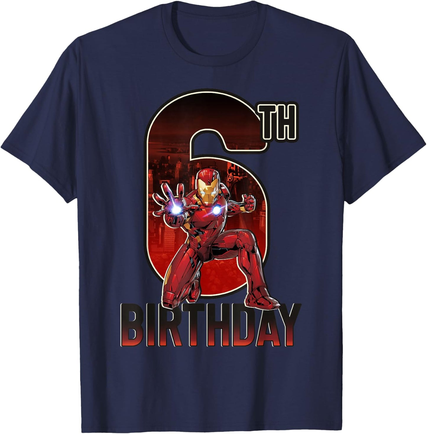 Marvel Iron Man 6th Birthday Action Pose Graphic T-Shirt - T-Shirt | Navy