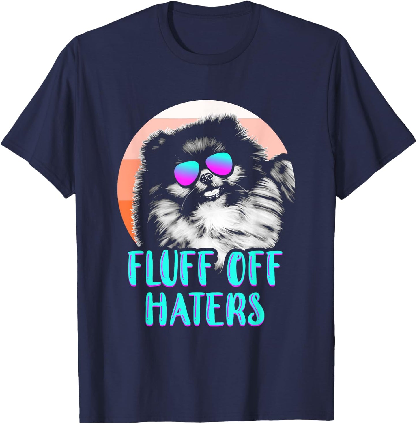 Funny Pomeranian Face Sunglasses No Fluffs Given Dog Lover Men Women Girls Kids T-Shirt - T-Shirt | Navy