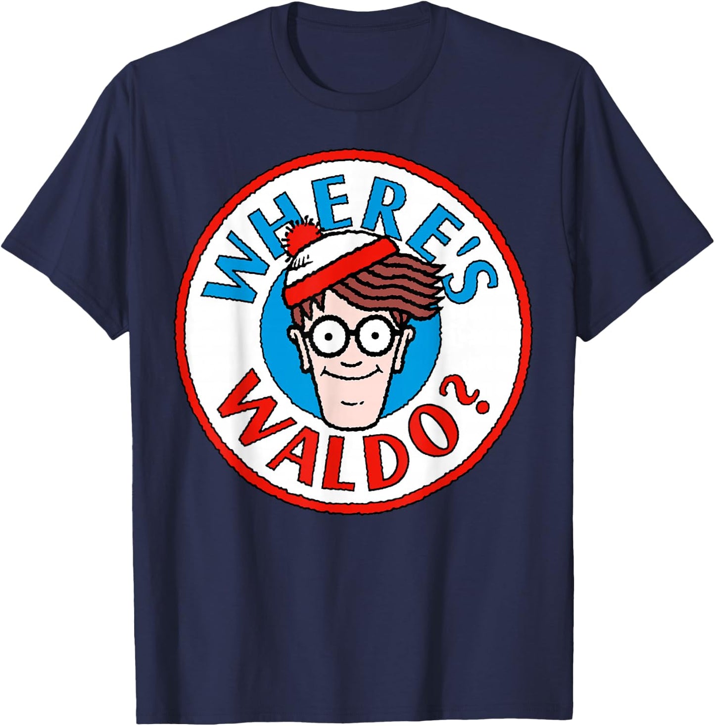 Where's Waldo Head Portrait Circle Logo T-Shirt - T-Shirt | Navy